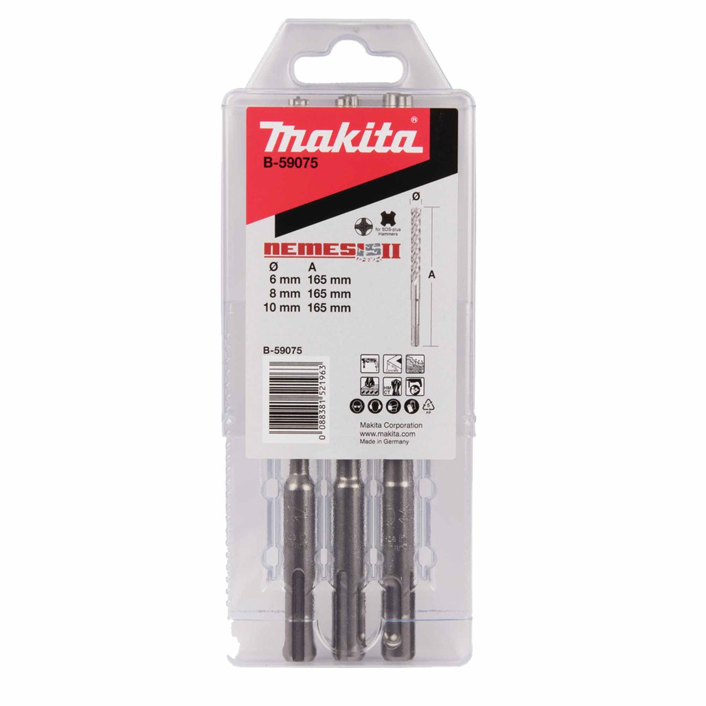 Set 3 punte Nemesis II Makita B-59075 SDS-PLUS